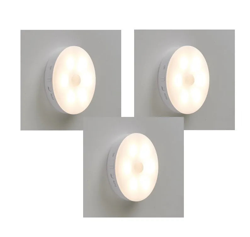 Wireless body sensing LED cabinet lights with motion detection for automatic night-time illumination