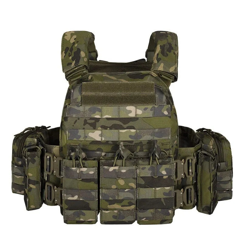 Men's camouflage tactical vest in polyester fabric for outdoor wear-resistant use