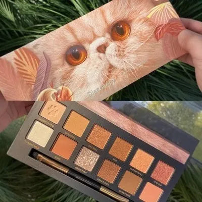 Twelve-colour animal themed eye shadow palette with pressed powder formula