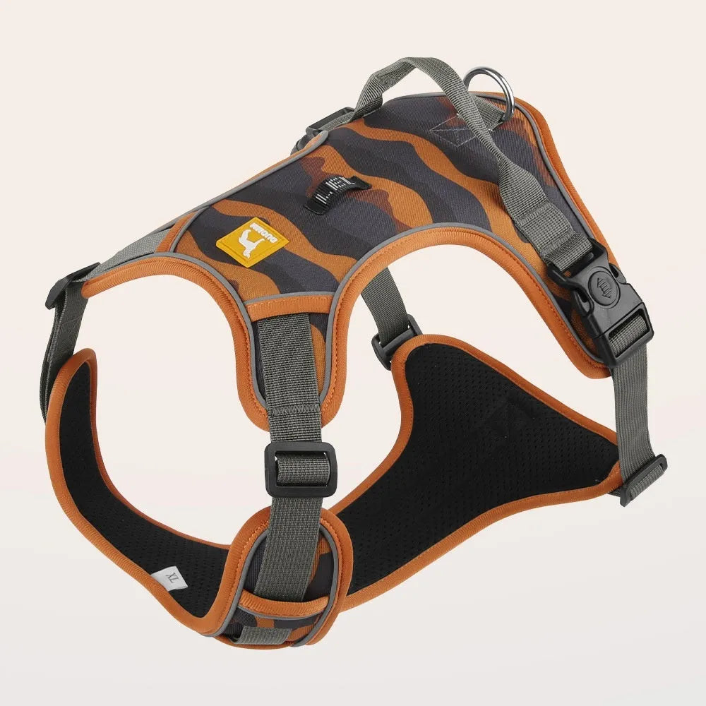 Reflective orange dog chest and back commuter rope with adjustable Oxford cloth straps