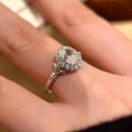 Silver geometric ellipse ring with diamond treatment and adjustable opening