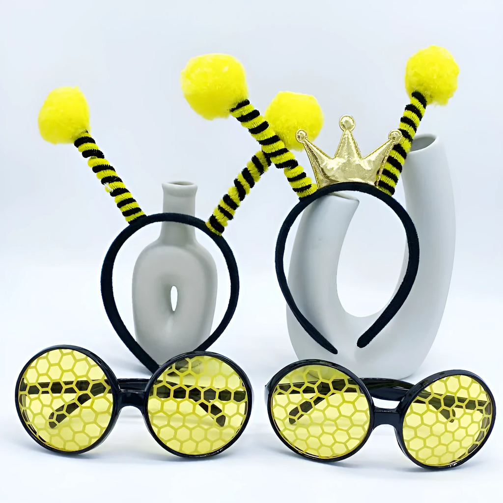 Yellow bee costume headband and glasses set for children's dress up and parties