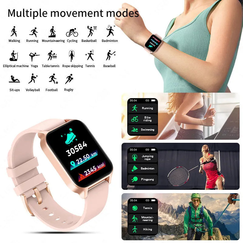 Smart colour screen health watch with black mesh strap displaying heart rate monitoring interface