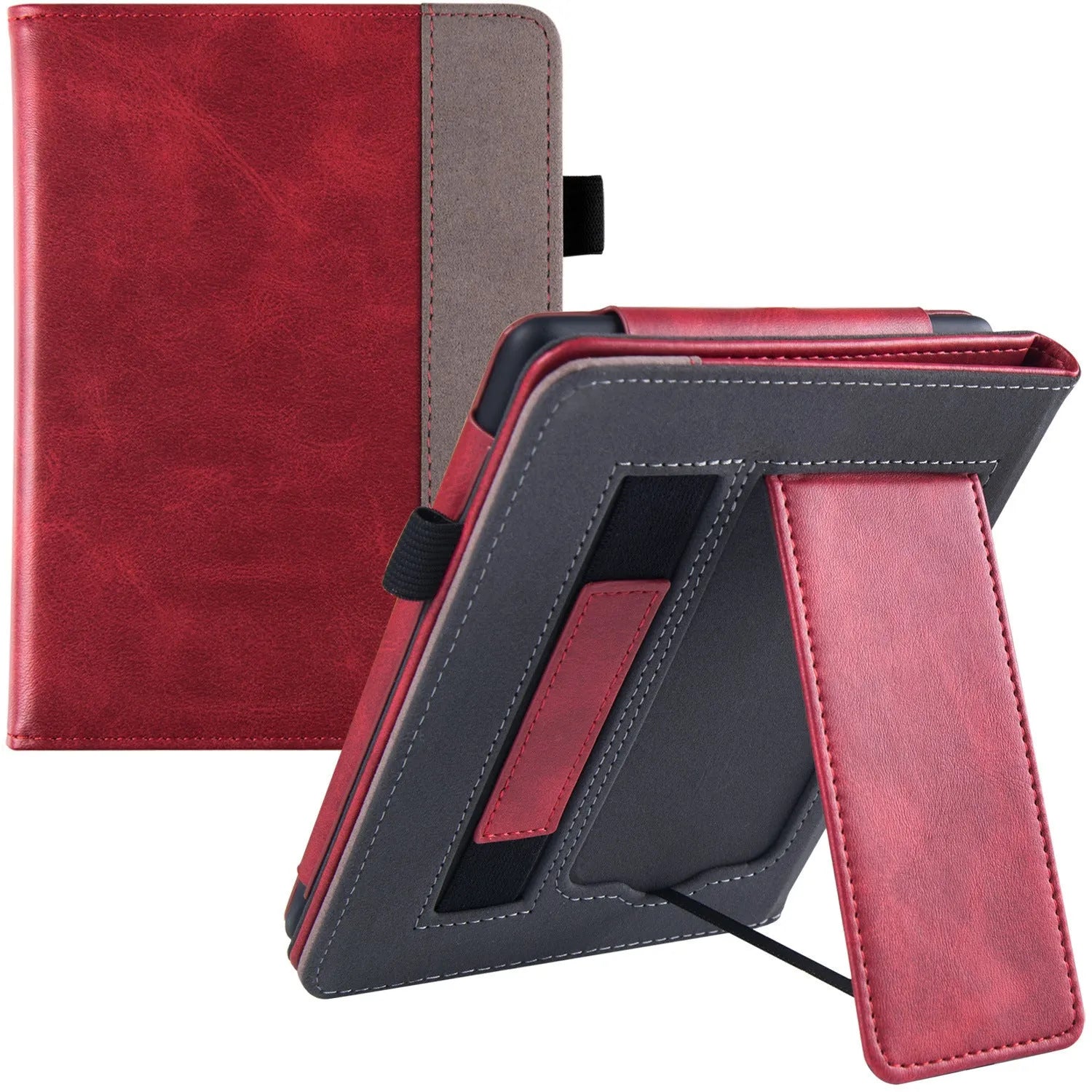 Kindle Paperwhite 5 calf leather case with wrist splint bracket in black