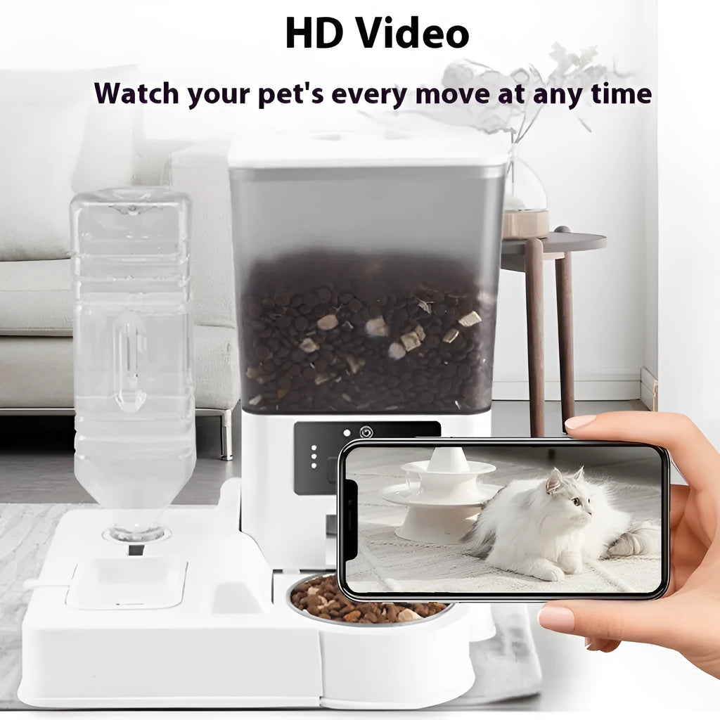 Double bowl pet intelligent feeder with 5L stainless steel bowl for dogs and cats