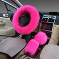 Wool and cashmere blend steering wheel cover and two matching handle covers set for 38cm diameter wheels.