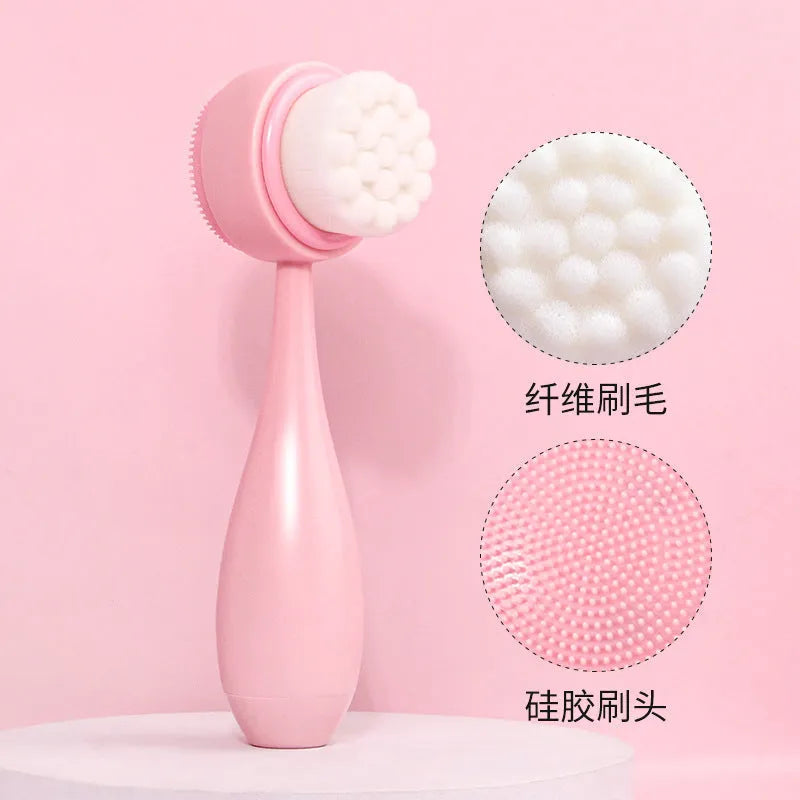 Facial brush three-piece set with coral fleece hair band in purple, gray, white or pink colours