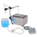 CNC quantitative filling machine with digital display and dispensing nozzle on bench-top unit