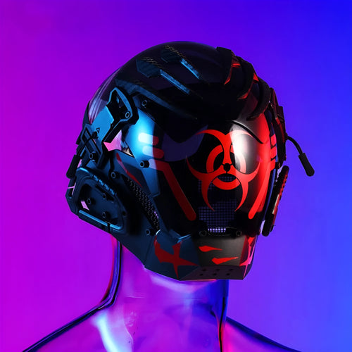 Black bioweapon full face helmet prop for Halloween and cosplay events