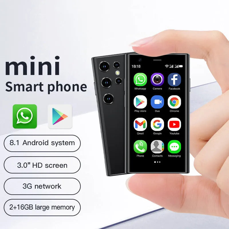 S23PRO XS15 mini smartphone in black, green, or pink purple with 30 screen and straight plate design