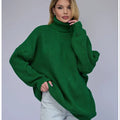 Women's high neck pullover sweater in imitation cashmere, shown in a solid colour with a textured 3D pattern.