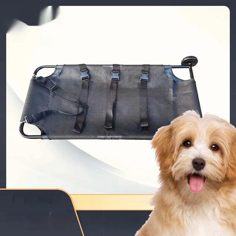Black aluminium alloy foldable pet stretcher for large dog emergency transfer