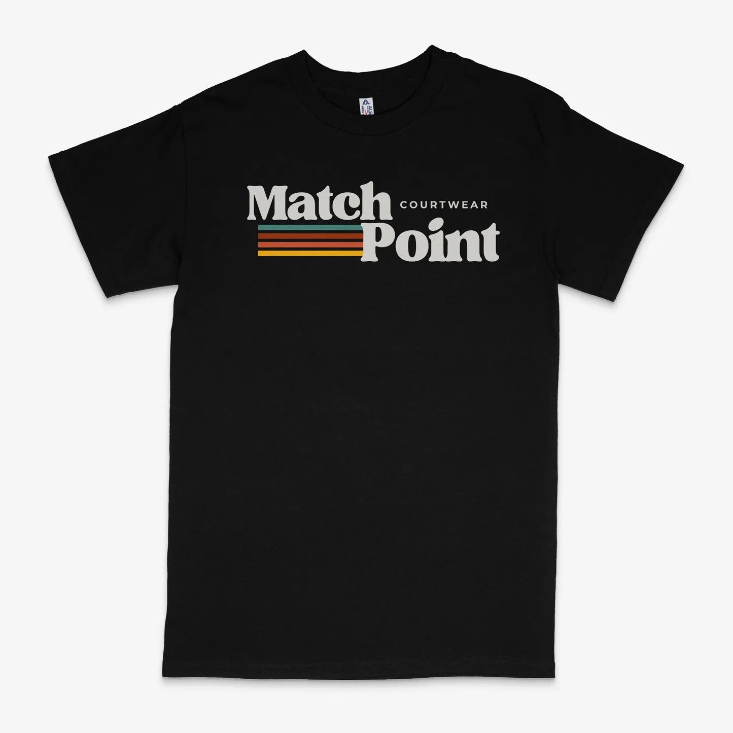 Black men's t-shirt with a 3D digital printed pattern, round neck, and short sleeves