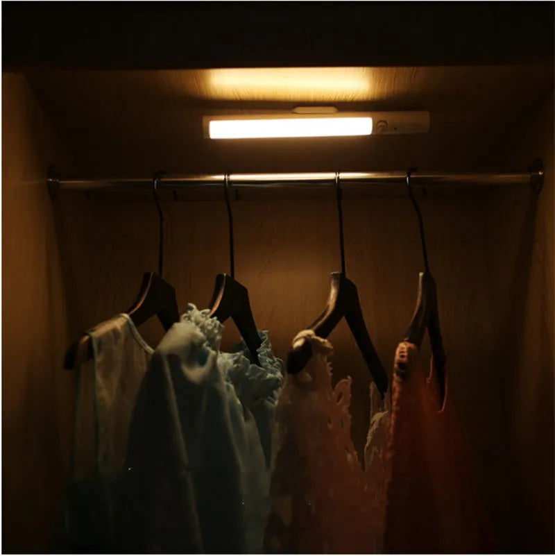White human body induction cabinet wall light with magnetic back and LED light strip