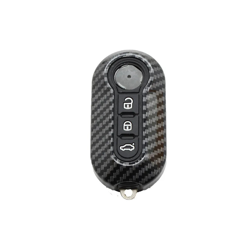 Fiat car key shell case in carbon fibre black red dark blue for 500 Boyue models