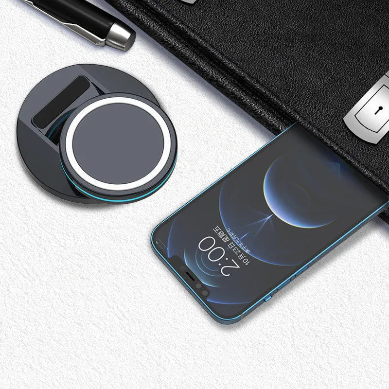 Folding magnetic wireless charging stand compatible with iPhone 12 Magsafe technology
