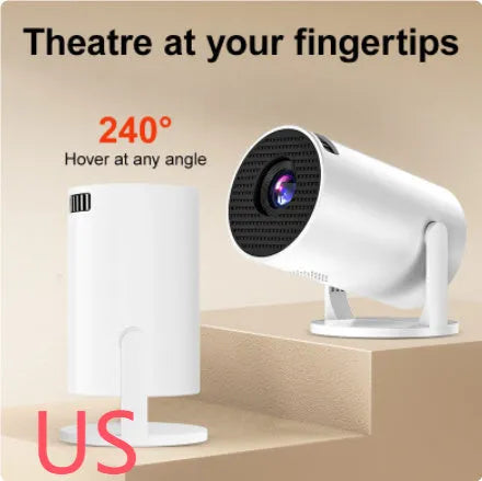 White MINI wireless portable projector with 1080p HD resolution for home cinema use