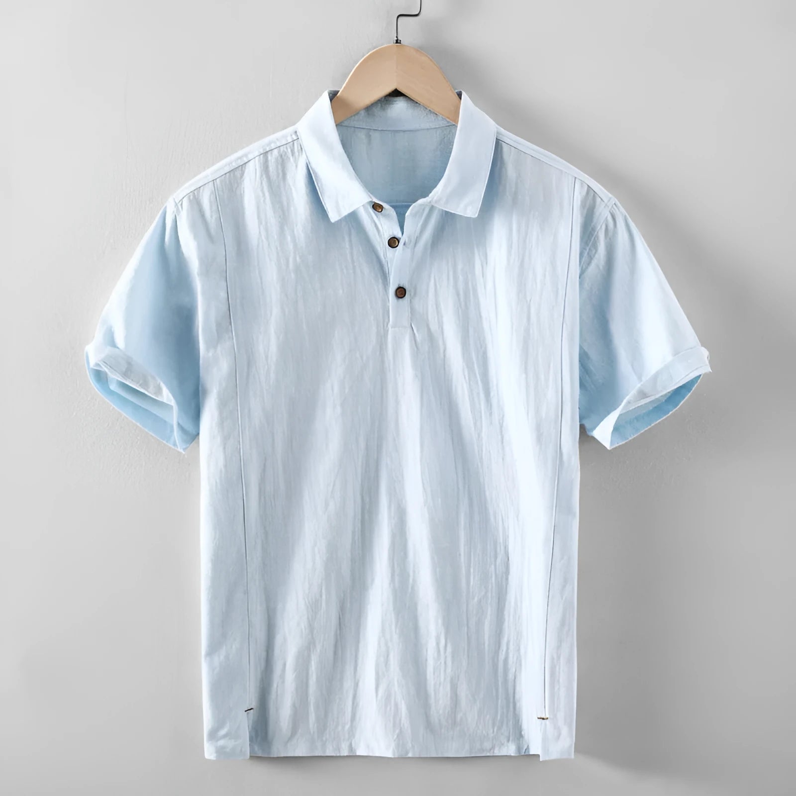 Men's loose fit cotton and linen shirt in solid colour options like navy blue and milky white for leisure wear