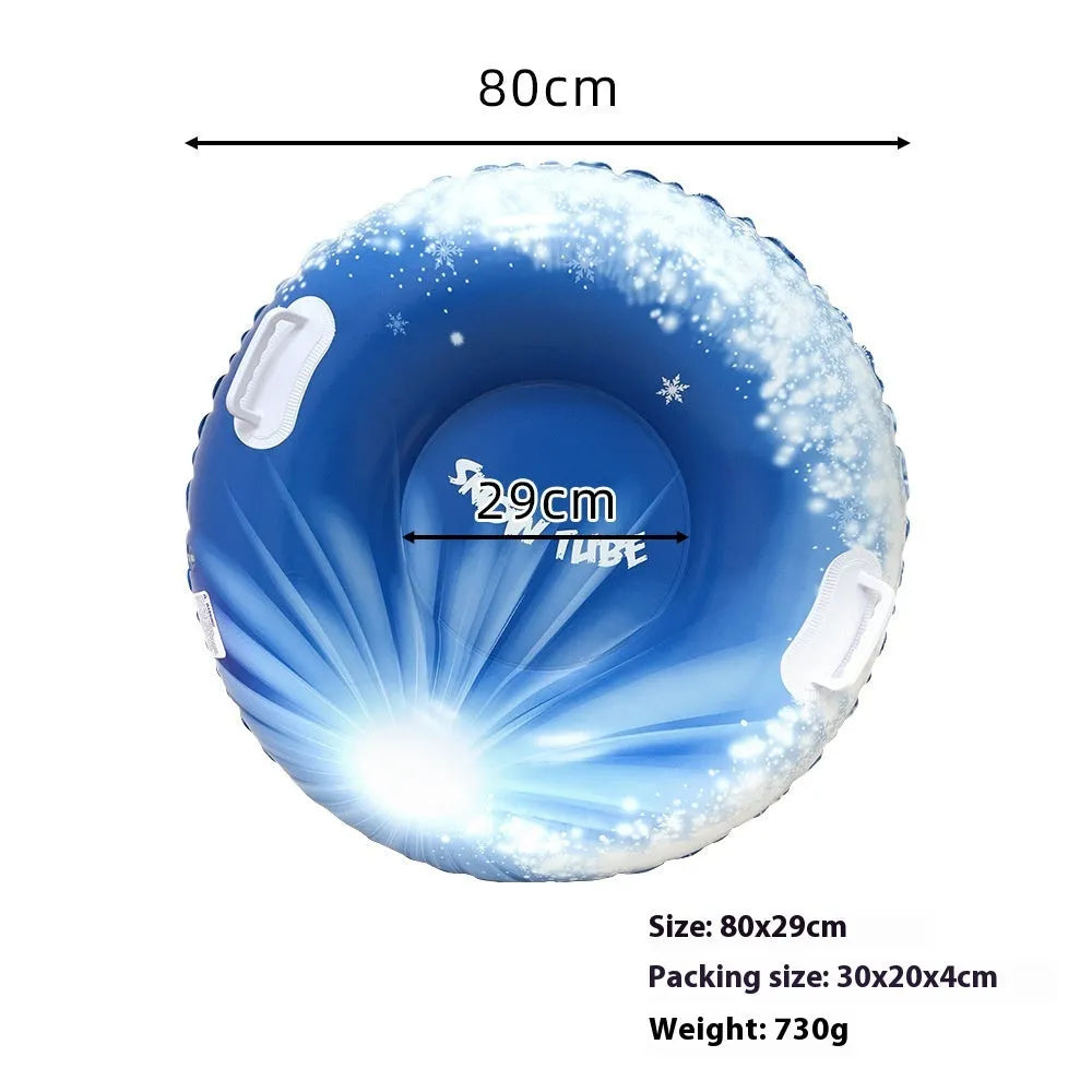 PVC winter ski ring toy with creative printed design showing winter sports imagery