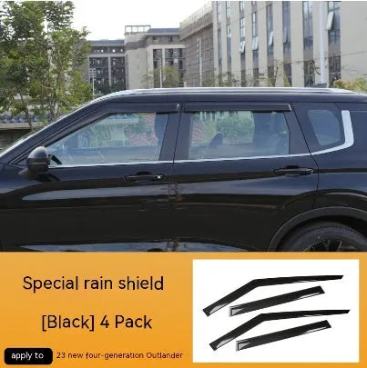 2023 Outlander window deflector set in engineering plastic showing black and translucent options