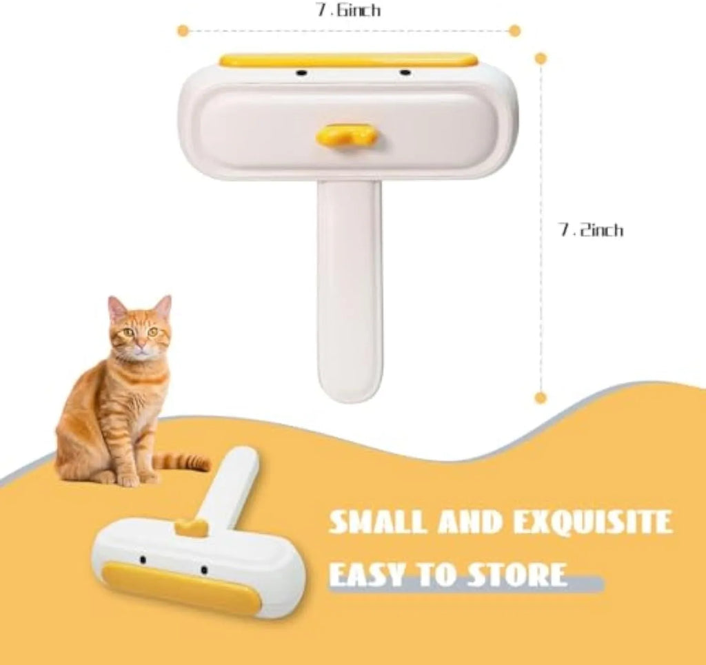 Portable pet hair remover with yellow duck design and polyester bristles for furniture and car seat cleaning