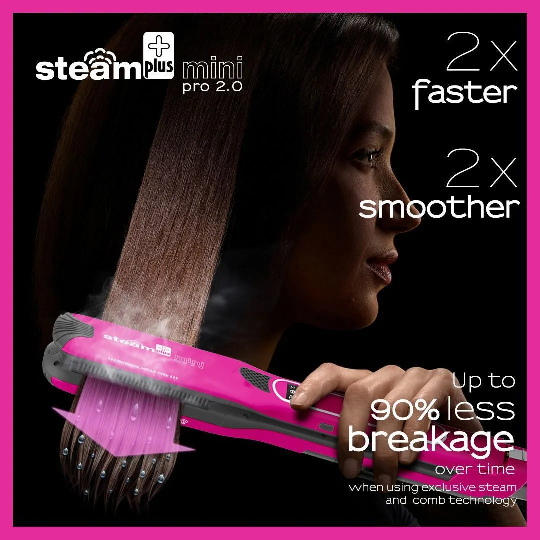 Mini steam spray hair straightener and curler in champagne gold colour for European 220V