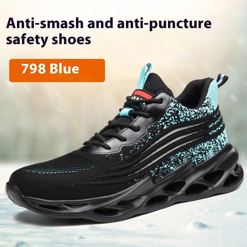 Brown leather anti-smashing labour protection shoes with rubber sole for workplace safety