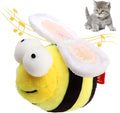 Yellow bee-shaped interactive cat toy with motion-activated squeaking function