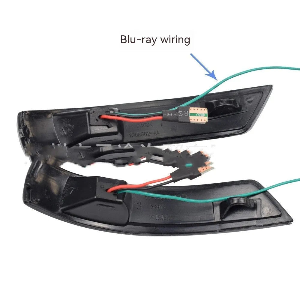 Ford Focus Mondeo rearview mirror waterfall light in yellow or yellow and blue options