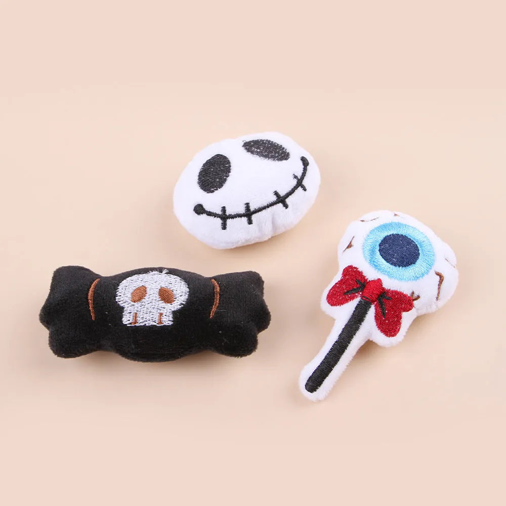 Small plush cat teaser toy in candy and eyes designs for interactive play with cats