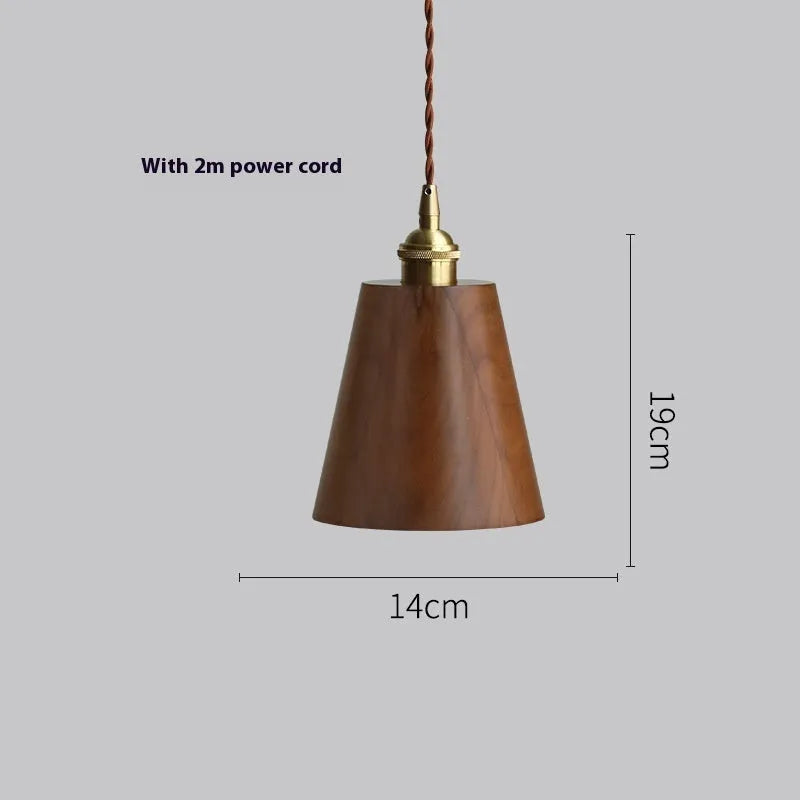 Black walnut single-head droplight chandelier with copper wood art construction
