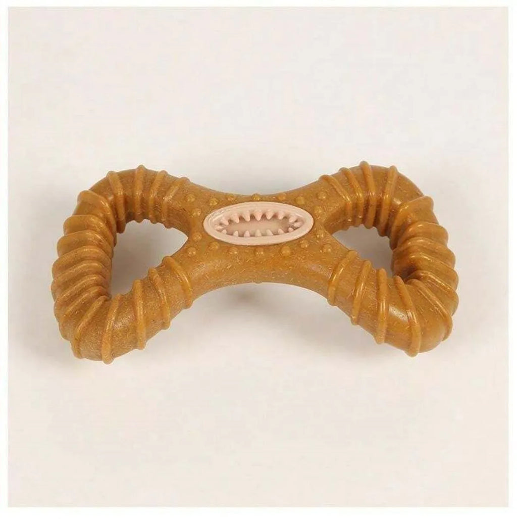 Dog chew toy bone in durable rubber showing 8 shape and Y shape options for teeth cleaning