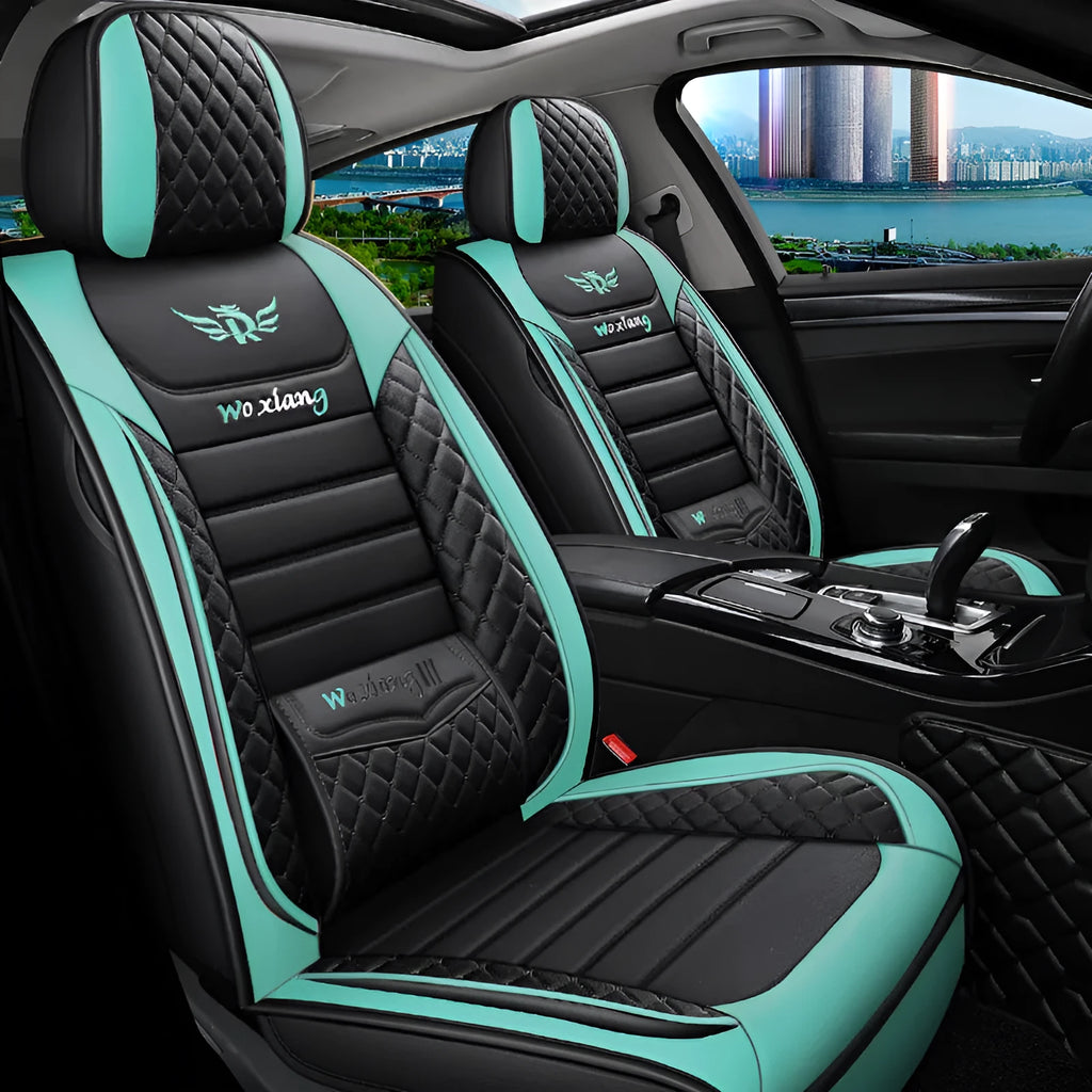 Leather car seat cushion with high elastic sponge filler in universal 65x55cm size