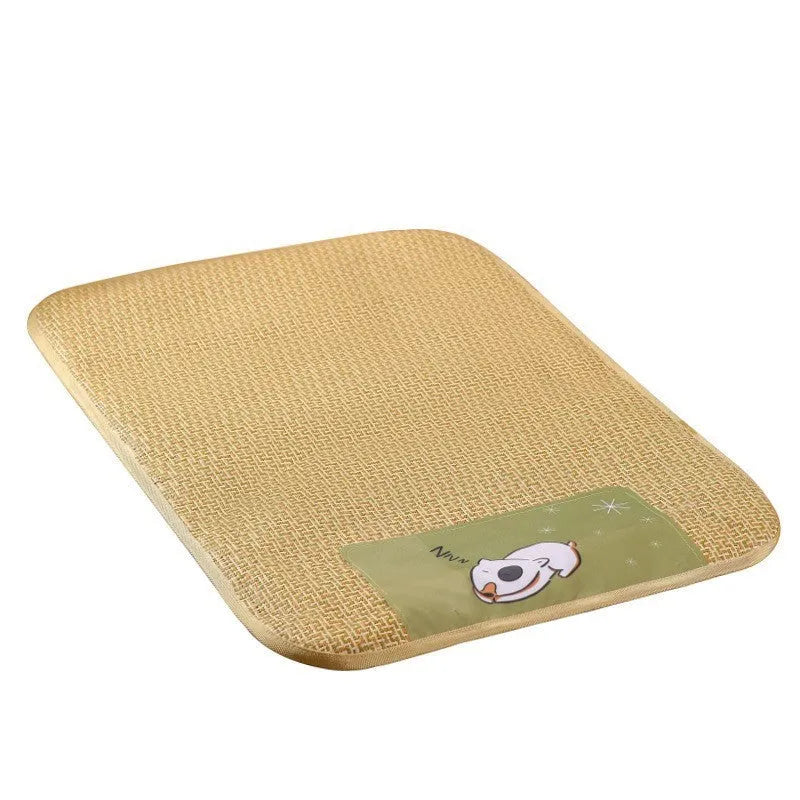Thickened cool rattan pet sleeping mat for dogs and cats with natural rattan material, multiple sizes S to XXL
