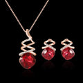 Alloy bridal jewellery set with water wave chain necklace and matching earrings