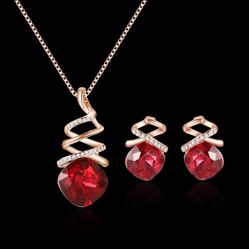 Alloy bridal jewellery set with water wave chain necklace and matching earrings