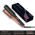 Hair straightener with digital temperature display showing 207℃ and EU plug