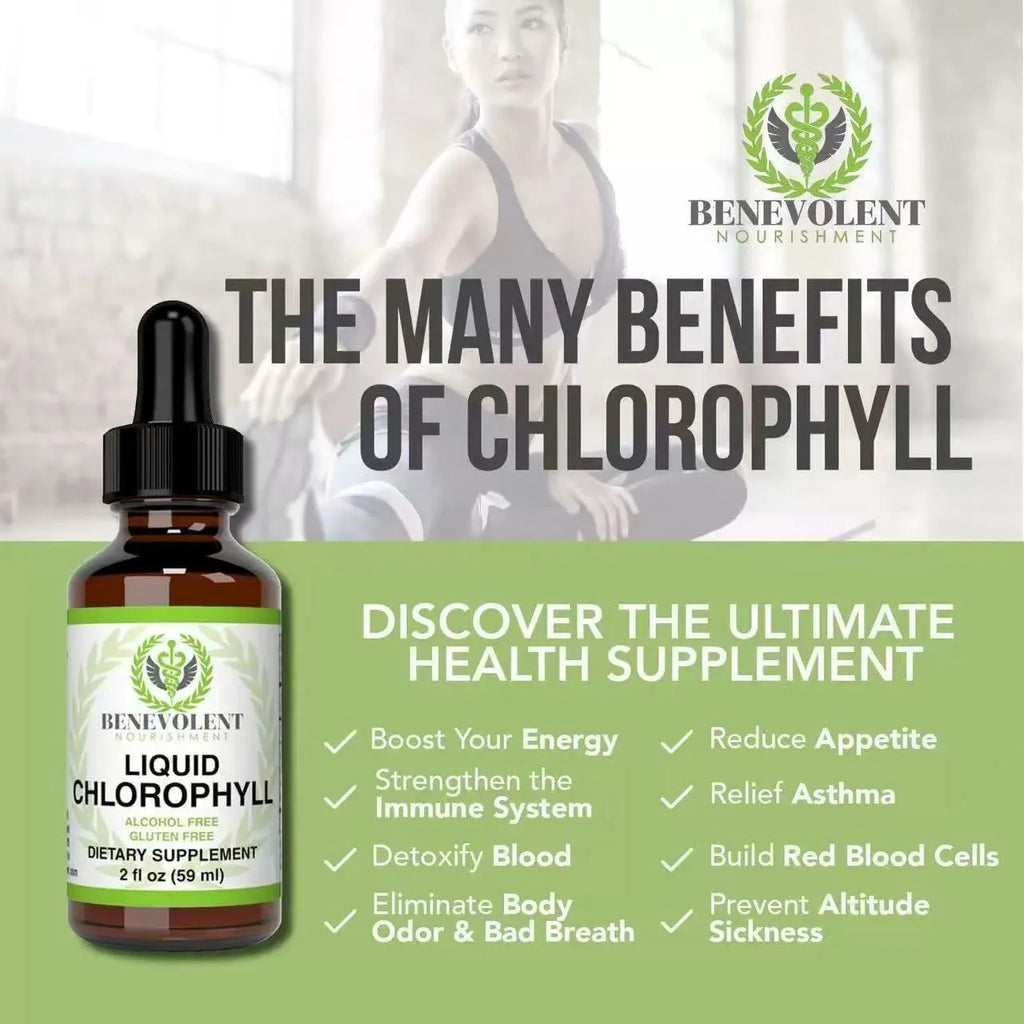 60ml bottle of natural liquid chlorophyll drops with dropper for adult intestinal care