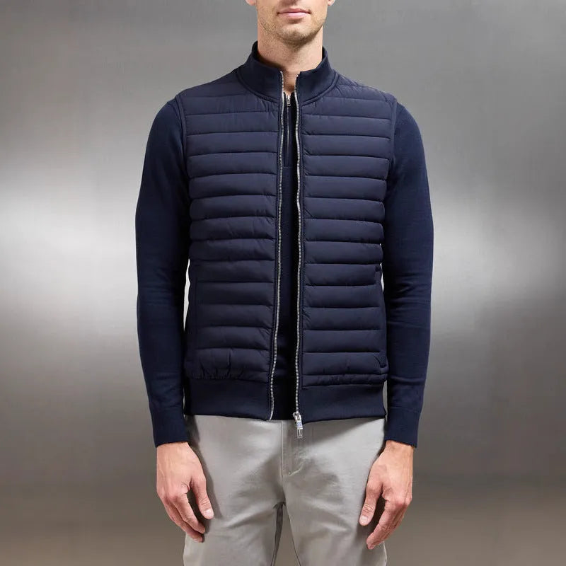 Corduroy down jacket vest stand collar men casual black navy blue light gray sizes L to XXXL