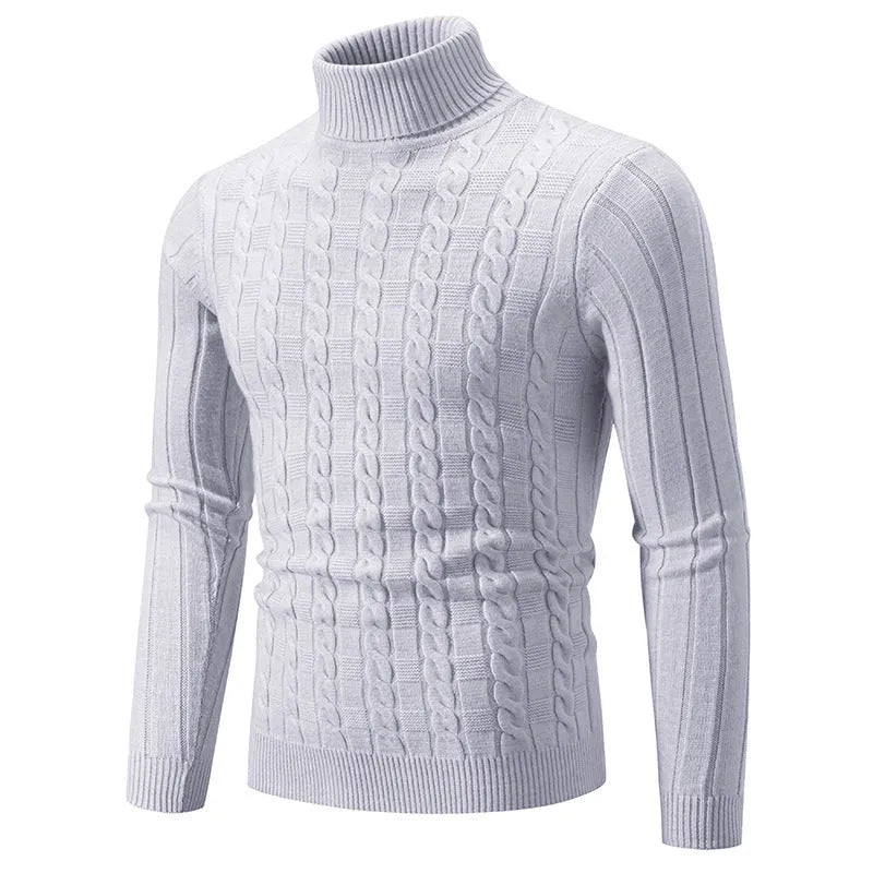 Men's slim fit twist turtleneck pullover in chenille fabric available in multiple colours