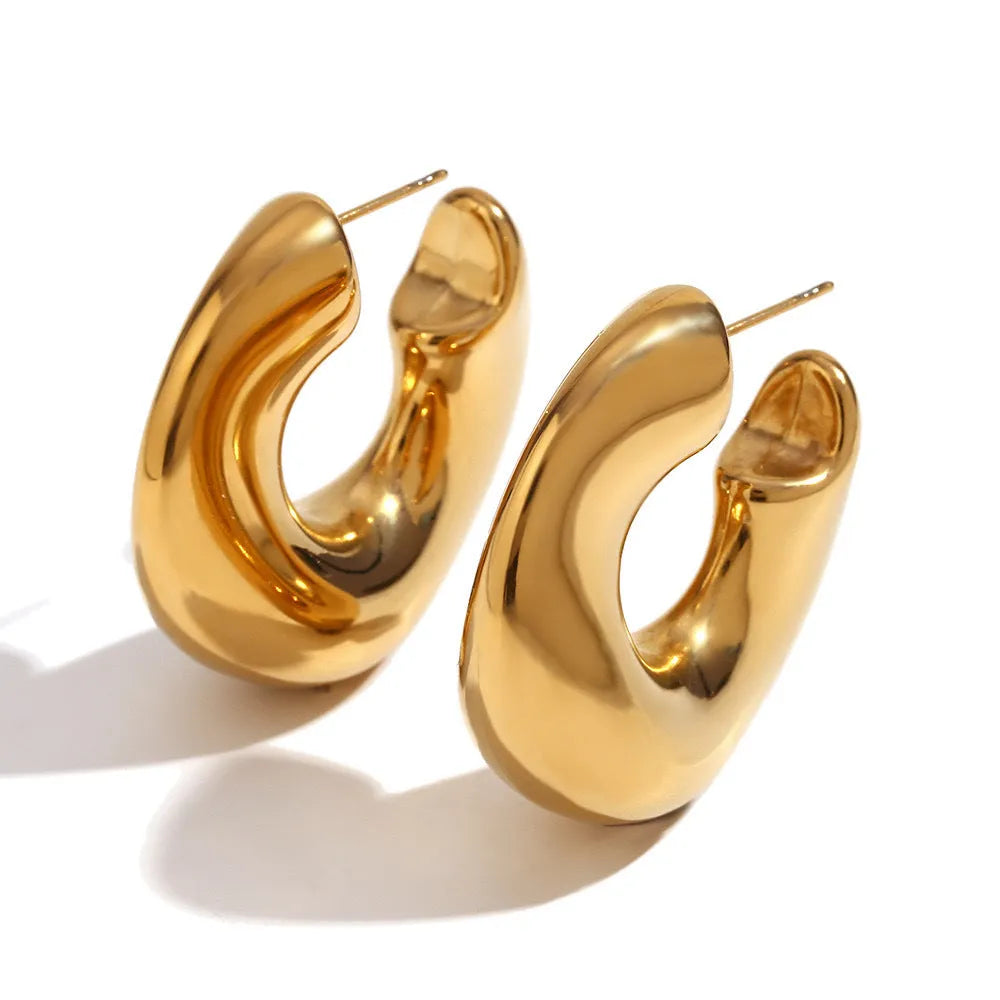 Women's stainless steel geometric hollow irregular line earrings in gold