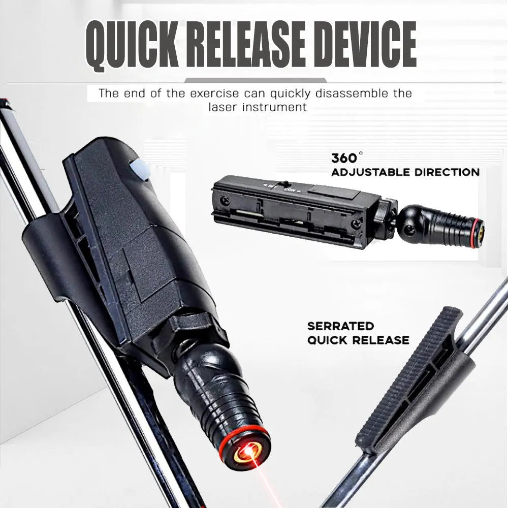 Black golf laser aiming instrument with push rod attachment for putting practice