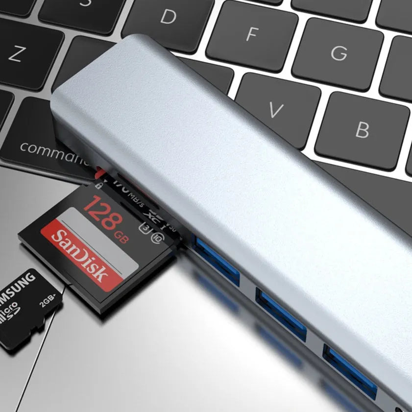 Seven-in-one USB expander with type-c connector and 0.145m cable