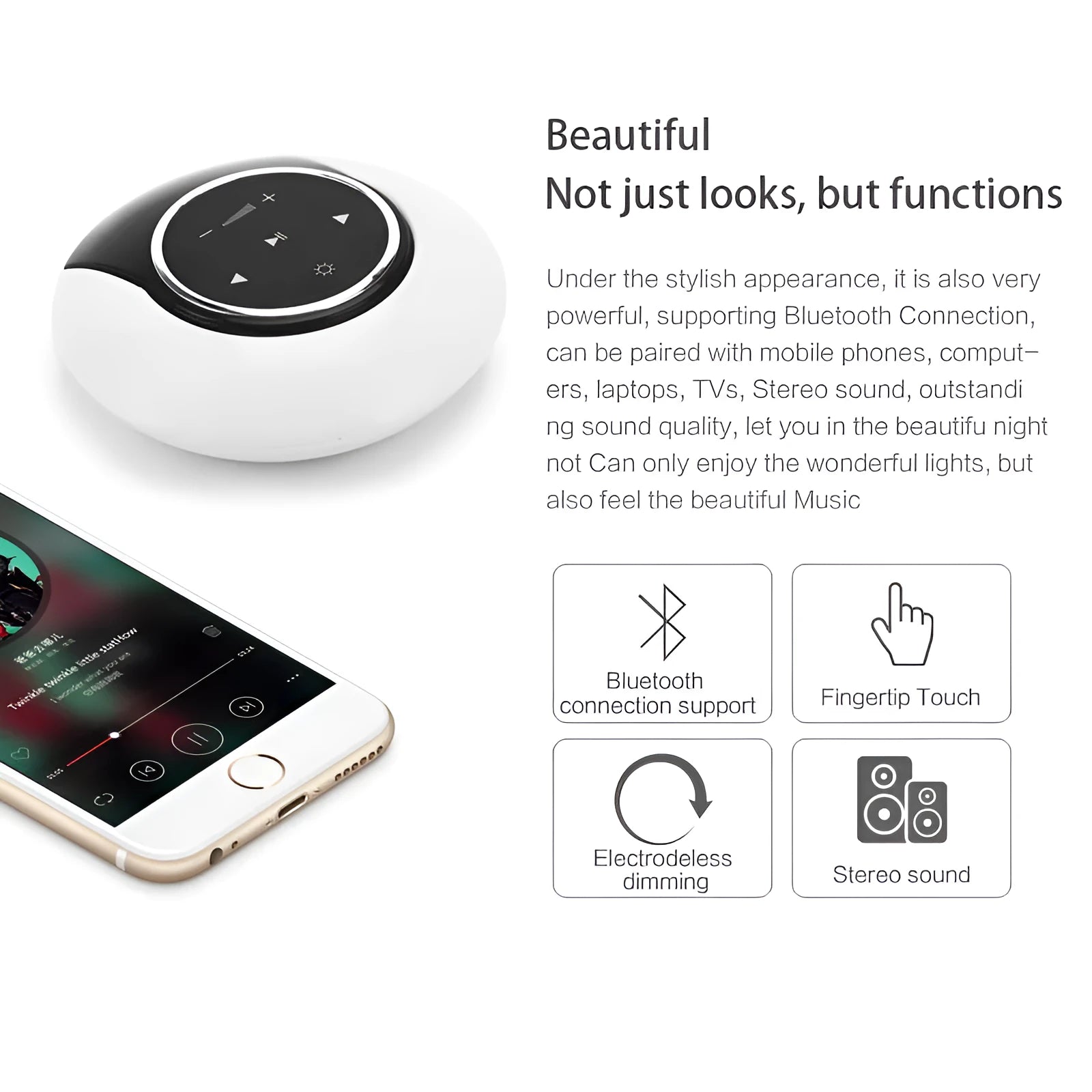 Blue plastic Bluetooth speaker desk lamp with LED lighting and touch controls