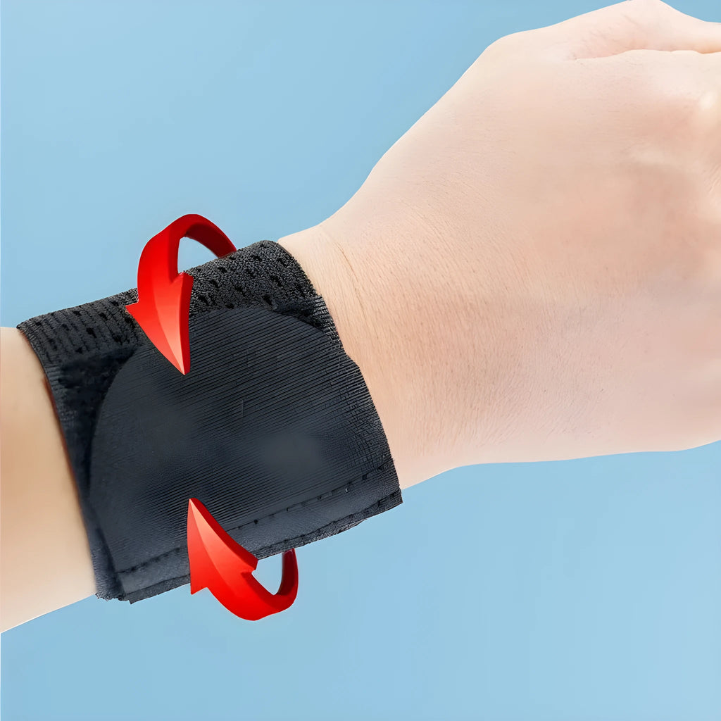 High elastic breathable athletic wristguard for gym and fitness support, shown in black, grey, and pink colour options.