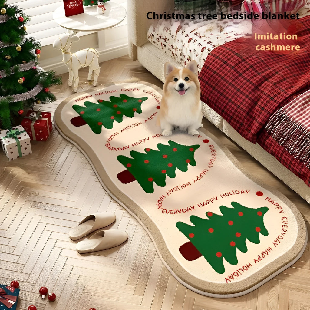 Christmas imitation cashmere carpet decoration showing festive patterns in rectangular alien shape with size options