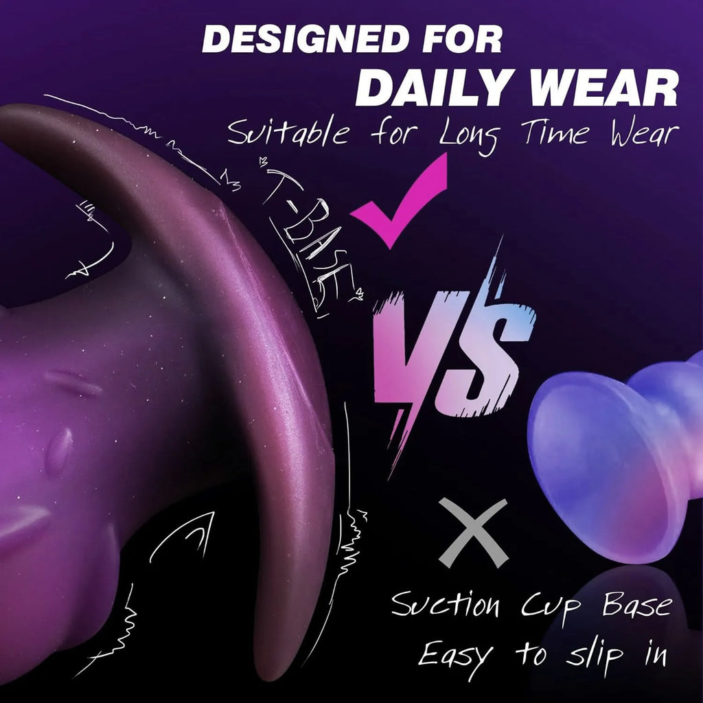 Unisex wearable adult masturbator in liquid silicone showing black, gold and purple colour options