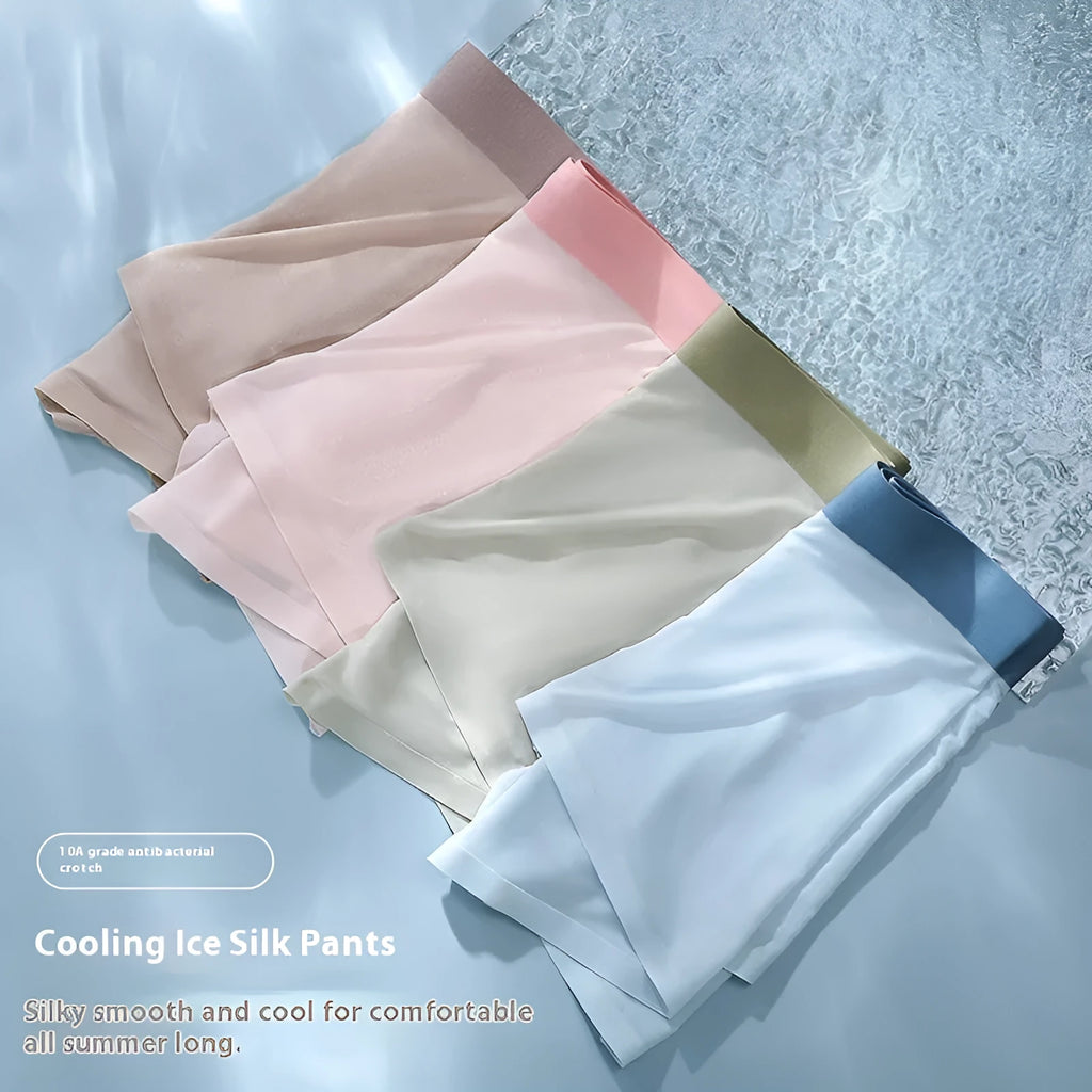 Men's ice silk antibacterial shorts in solid colours with seamless design and mid waist.