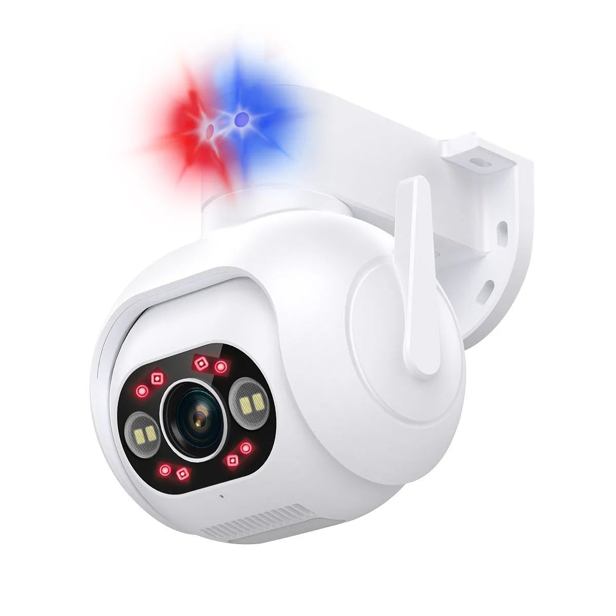 White plastic Smart Colour Night Vision H265 security camera with wall mount bracket