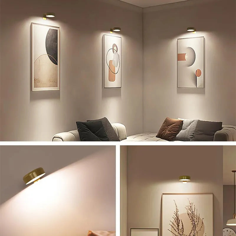 Golden battery powered LED art display wall lamp with ABS PC shade and remote control